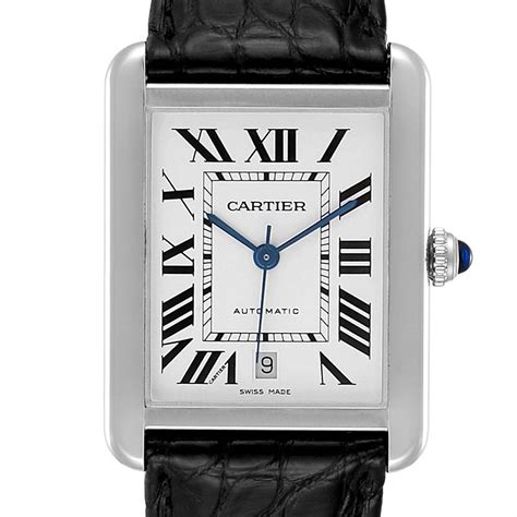 cartier mens black watch|stainless steel cartier watch men's.